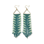 Emilie Arrow Beaded Fringe Earrings Teal