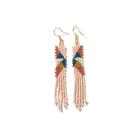 Emma Angles Beaded Fringe Earrings Blush