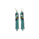 Emma Angles Beaded Fringe Earrings Teal