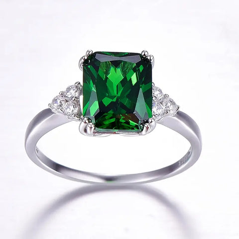 Emerald Sterling Silver Promise Ring