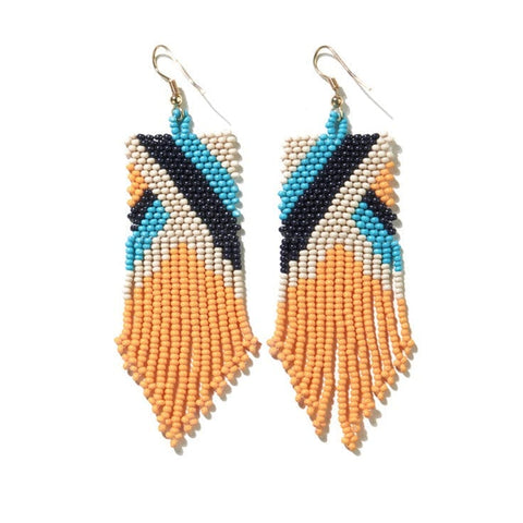Fiona Angles Beaded Fringe Earrings Yellow