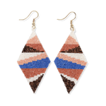 Frida Layered Angles Beaded Earrings Rust + Lapis