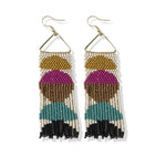 Gloria Half Circles Beaded Fringe Earrings Muted Rainbow