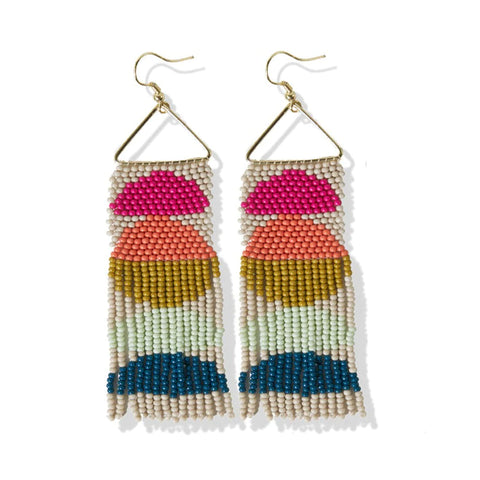 Gloria Half Circles Beaded Fringe Earrings Rainbow