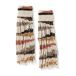 Belle Angled Stripes Beaded Fringe Earrings Mixed Metallic