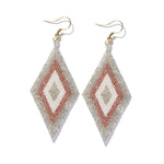 Frida Diamond Outline Beaded Earrings Mixed Metallic