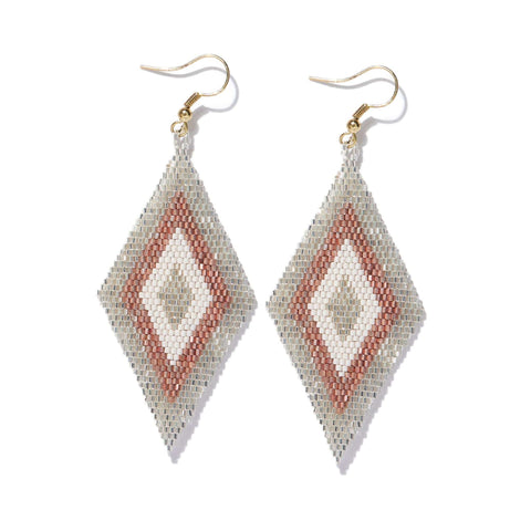 Frida Diamond Outline Beaded Earrings Mixed Metallic