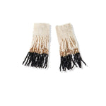Ava Color Block Beaded Fringe Black Earrings