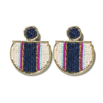 Naomi Vertical Striped Earrings Navy