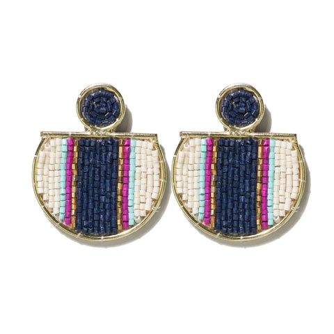 Naomi Vertical Striped Earrings Navy