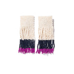 Ava Color Block Beaded Fringe Magenta Earrings