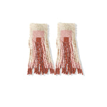 Ava Geo Shapes Beaded Fringe Earrings Blush