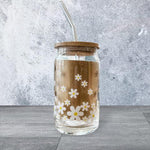 Daisies Beer Can Glass