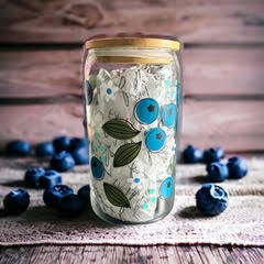 Blueberries Beer Can Glass