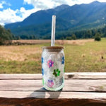 Retro Flowers Beer Can Glass