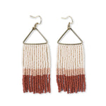 Whitney Color Block Stripe Beaded Fringe Earrings Rust