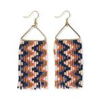 Whitney Wavy Beaded Fringe Earrings Citron + Coral