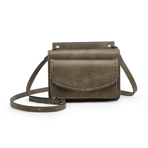 Evelyn Crossbody/Wallet with Whipstitch Detail Olive - Northern Lilly