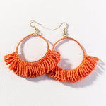 Coral Fringe Hoop Seed Bead Earrings - Northern Lilly