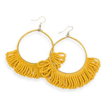 Mustard Fringe Hoop Seed Bead Earrings