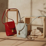 Pale Blue Fern Velvet Pebbled Hide Crossbody - Northern Lilly